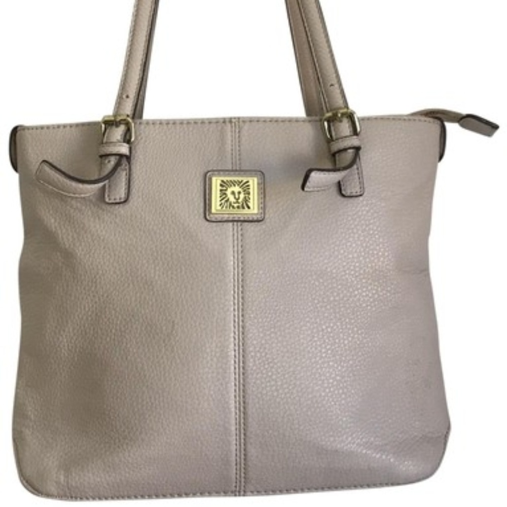 Ann Klein Cream Grain Leather Shoulder Bag